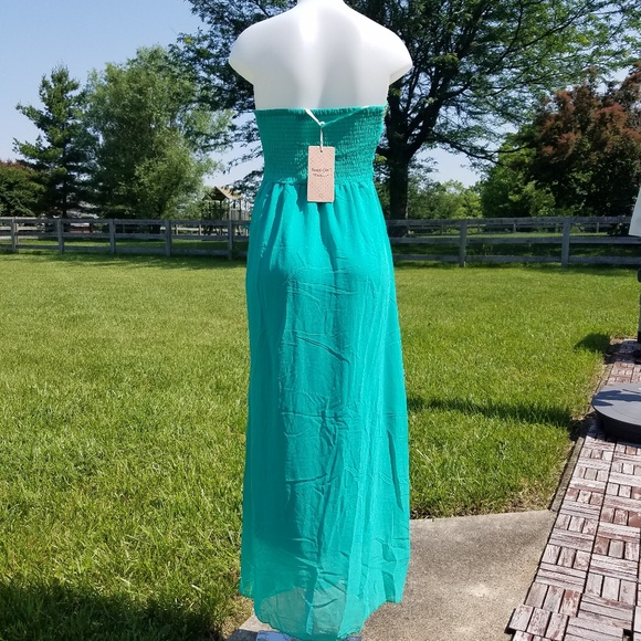 Strapless Chiffon Summer Dress Sz S/M - Picture 2 of 3